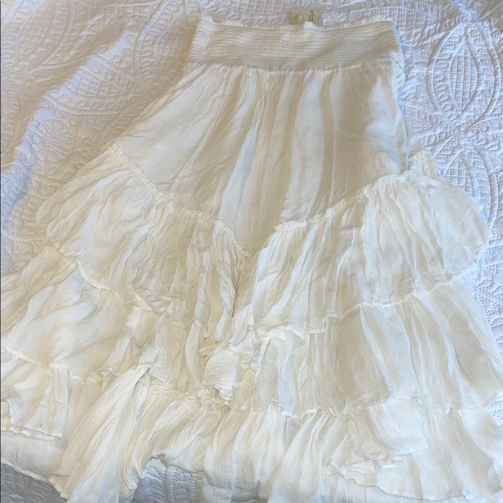 Free People White Ruffled Skirt NWT